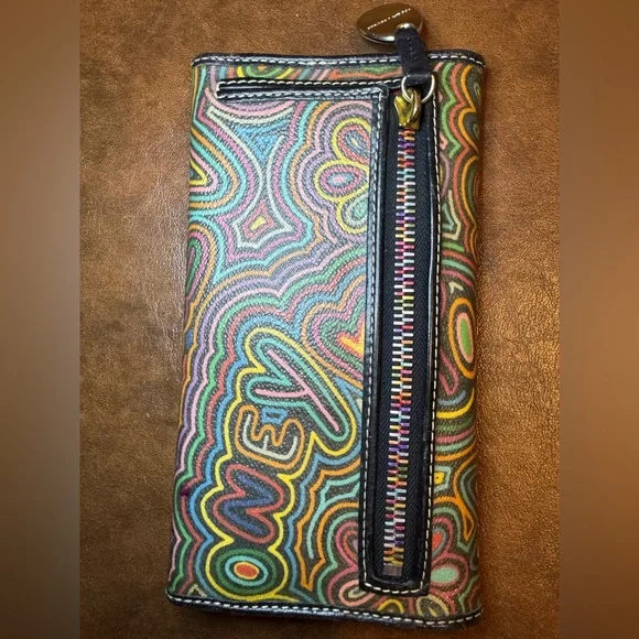 EUC Dooney & Bourke Multicolor Rainbow Pattern Leather Wallet - Picture 4 of 15